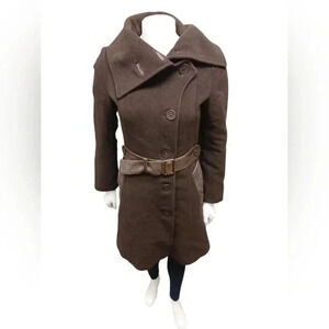 Mackage EUC Cashmere Wool  Blend LS Button Down Chocolate Brown Coat Size TP/XS